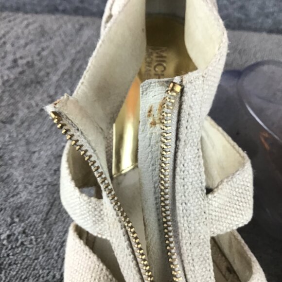Michael Kors Damita Beige Wedge Sandals Sz 8 - Picture 12 of 14